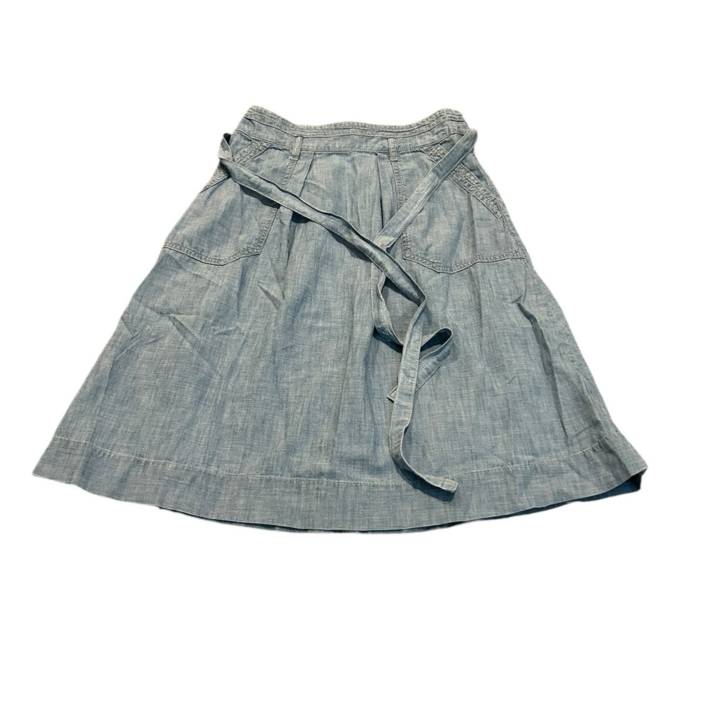 GAP Light Blue Chambray A-Line Skirt with Waist Tie
